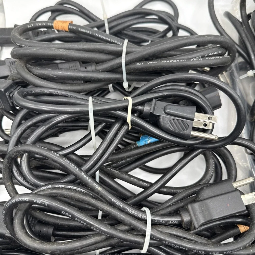 Lot of 9 3 Prong AC Power Cord Standard Electrical Cable Universal Various Sizes
